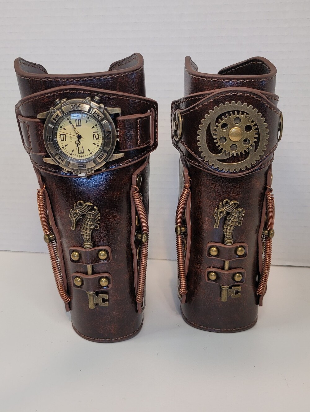 Steampunk Armbands W/ Decorative watch Combat Arm Bracers Medieval Armor Costume